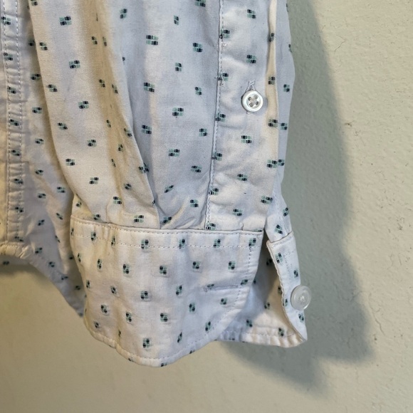 Old Navy White w Stitched Print Long Sleeve Button Up Shirt - Picture 7 of 9